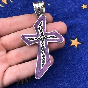 large jay king purple turquoise cross pendant